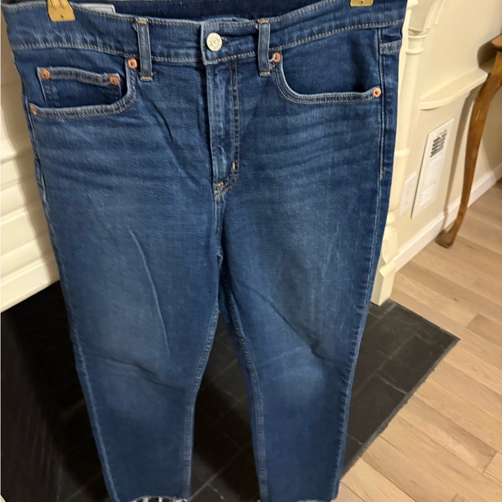 GAP Vintage Slim High Rise Jeans in Mid Blue